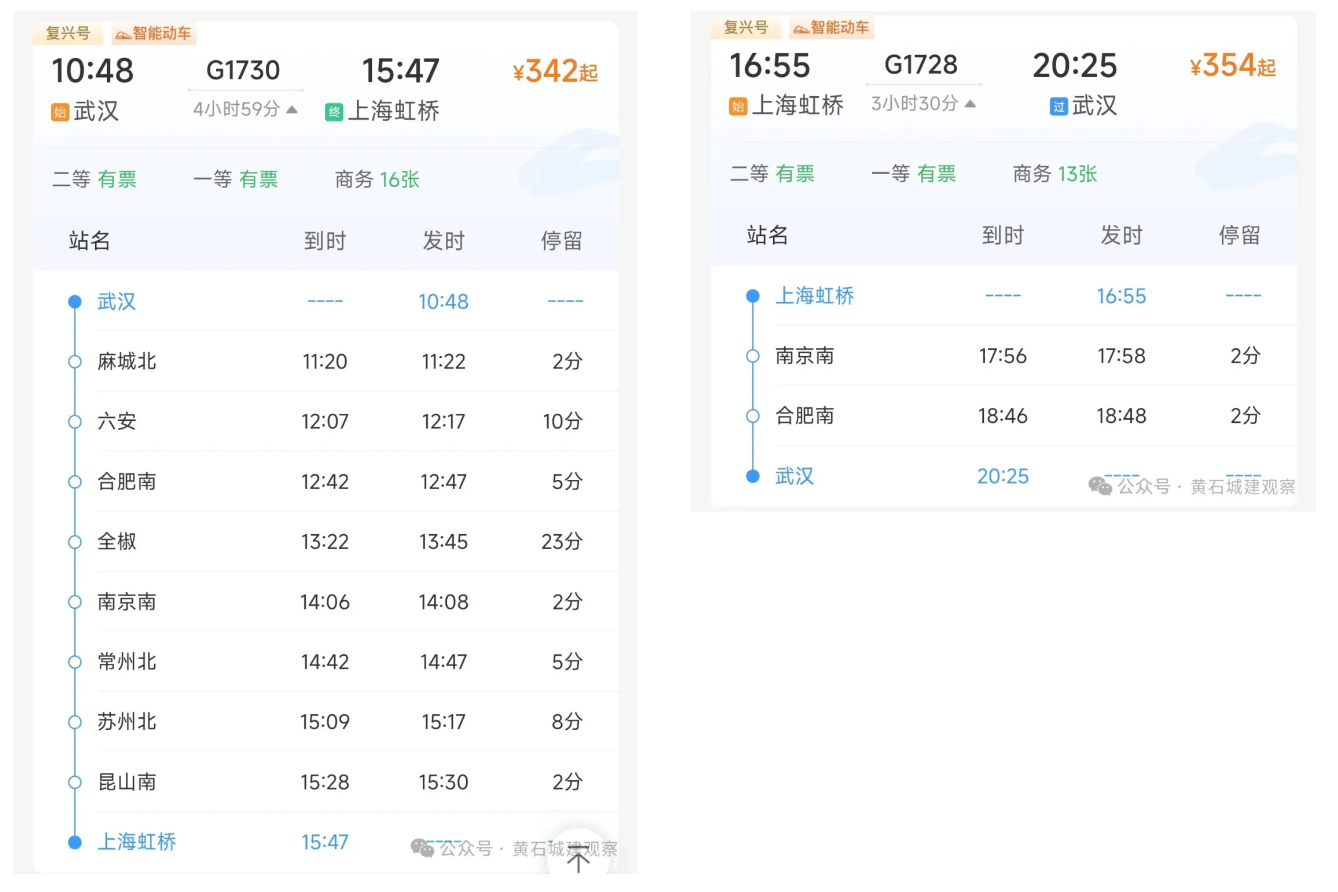7月18日起 黄石(大冶)至上海的高铁将取消!不知因何原因(图2) 7月18日起 黄石(大冶)至上海的高铁将取消!不知因何原因(图2)